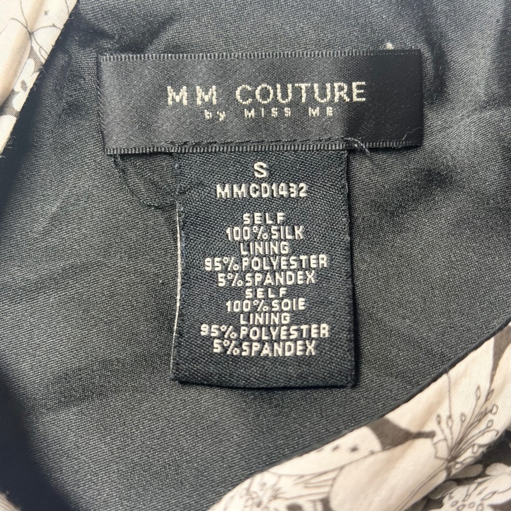 MM Couture Miss Me 100% Silk Floral Mini Dress Draped Surplice Coquette S - Picture 8 of 12
